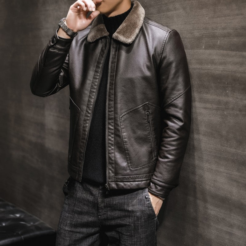 Virtuoso Fur Collared Leather Jacket