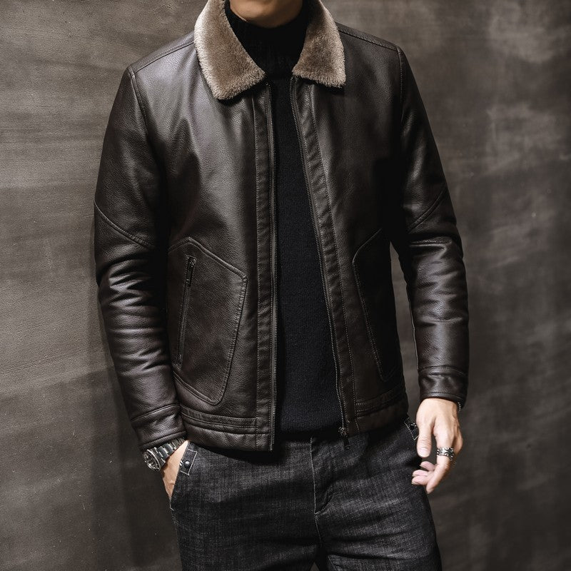 Virtuoso Fur Collared Leather Jacket