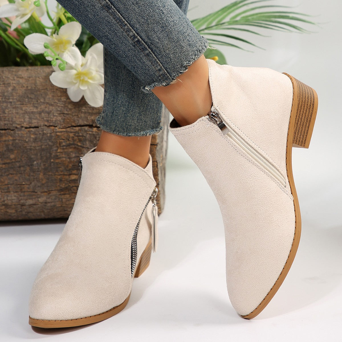 Lila Zip Suede Boots