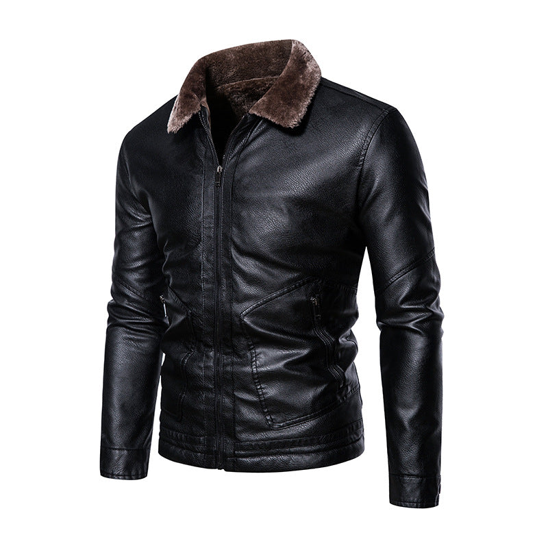 Virtuoso Fur Collared Leather Jacket