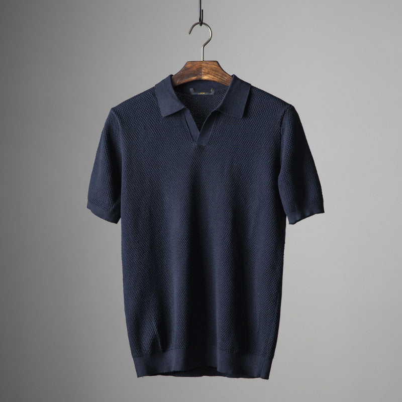 Harbor Open-Collar Knit Polo Shirt