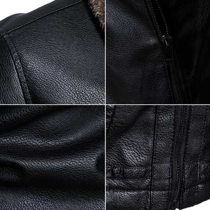 Virtuoso Fur Collared Leather Jacket
