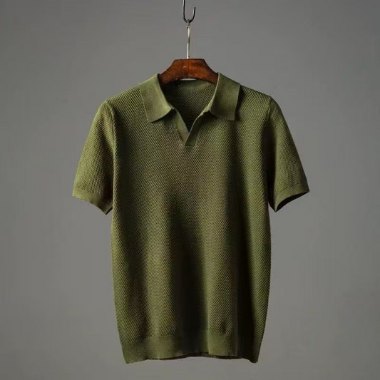 Harbor Open-Collar Knit Polo Shirt